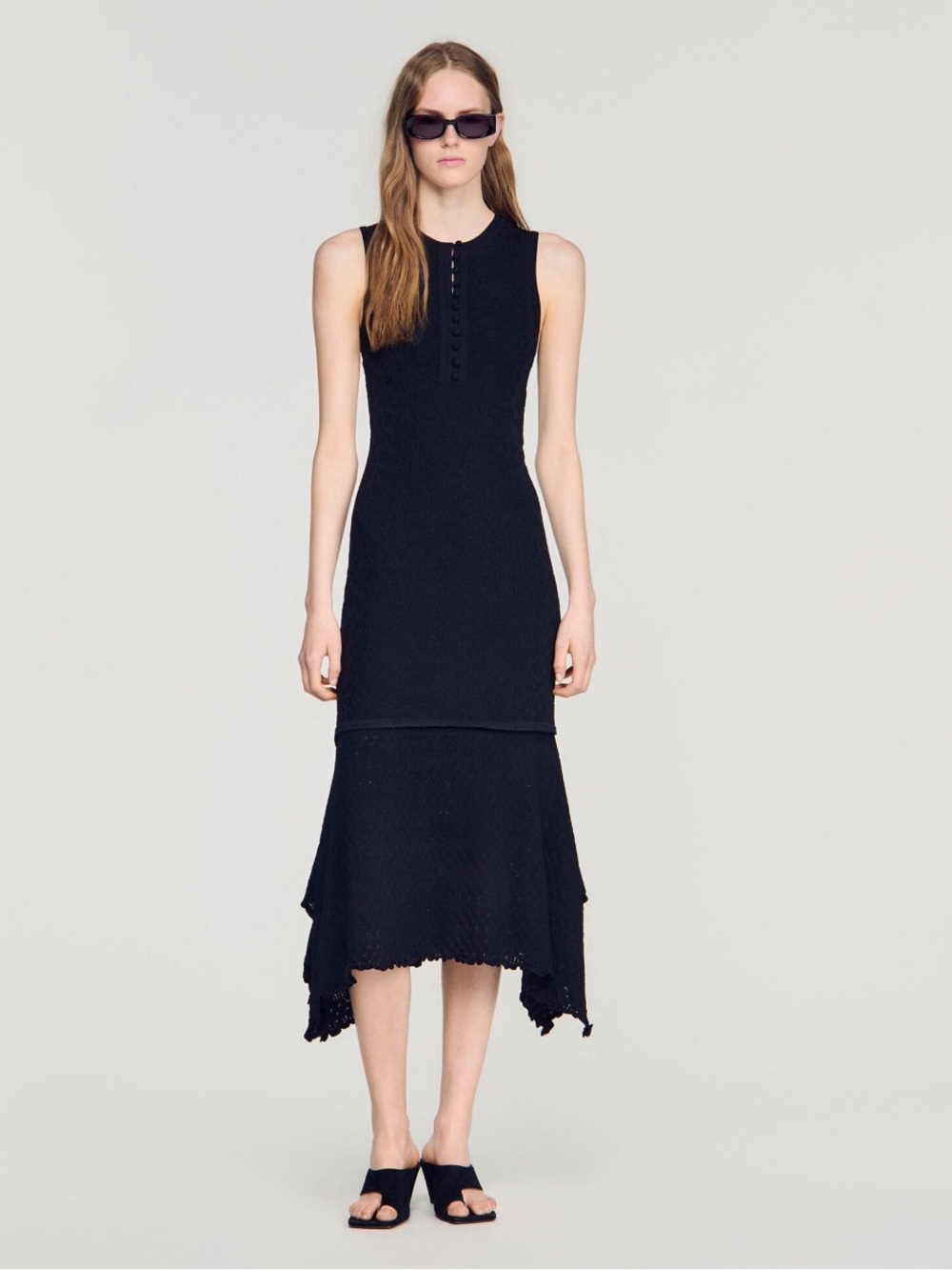 NWT SANDRO FANCY POINTELLE DRESS  sz M